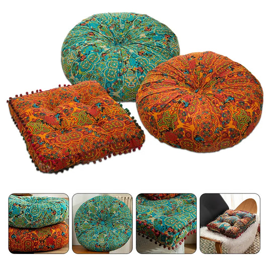 Boho Chic Cotton Linen Seat Cushion