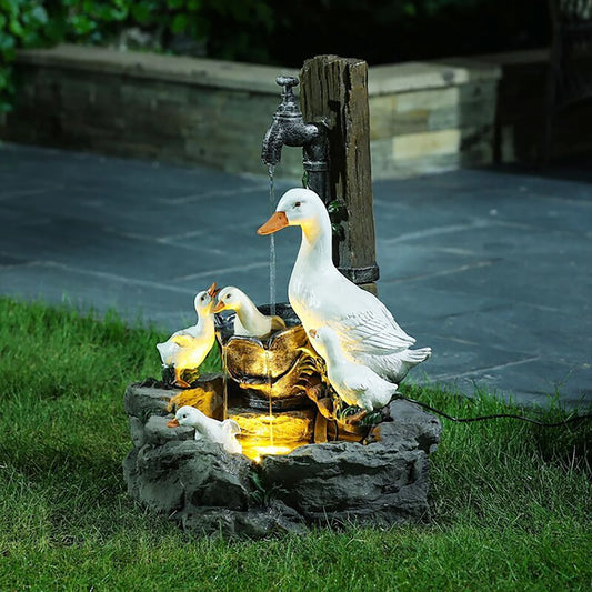 Eternal Harmony: Garden Lighted Sculpture Waterfall Fountain