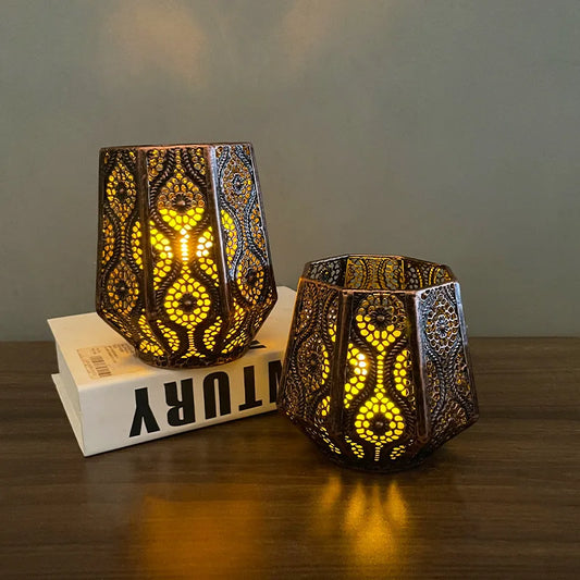 Metal Ramadan Candle Lantern, Moroccan Style Candle Holder