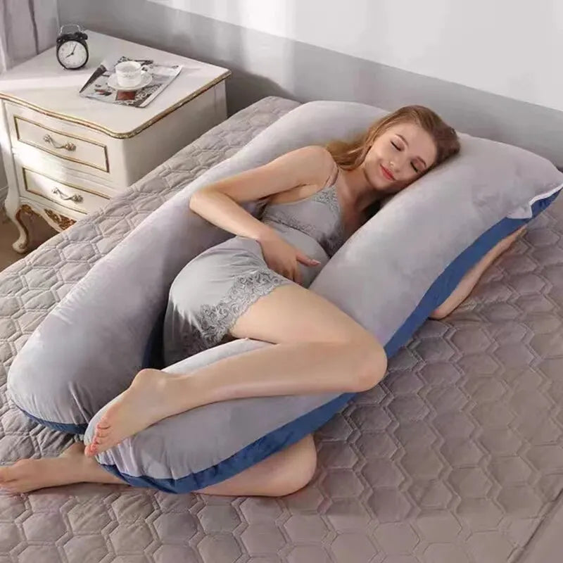 Abrace la comodidad tranquila: almohada multifuncional en forma de U para mujeres embarazadas: algodón puro, desmontable y lavable para un descanso placentero