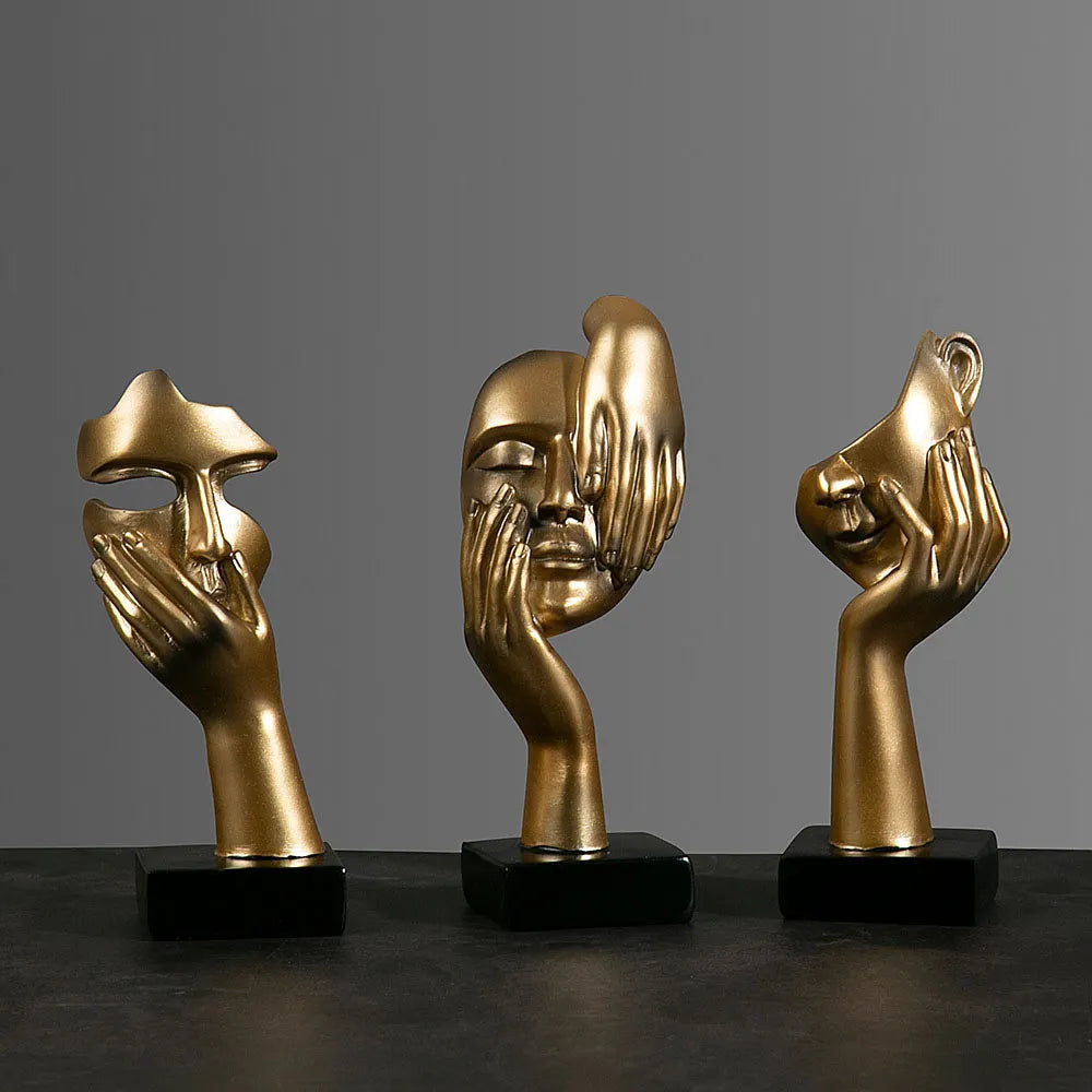 Resin Abstract Mask Statues