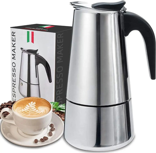 Steven Store™ Stovetop Espresso Maker: Classic aluminum espresso maker for rich espresso at home