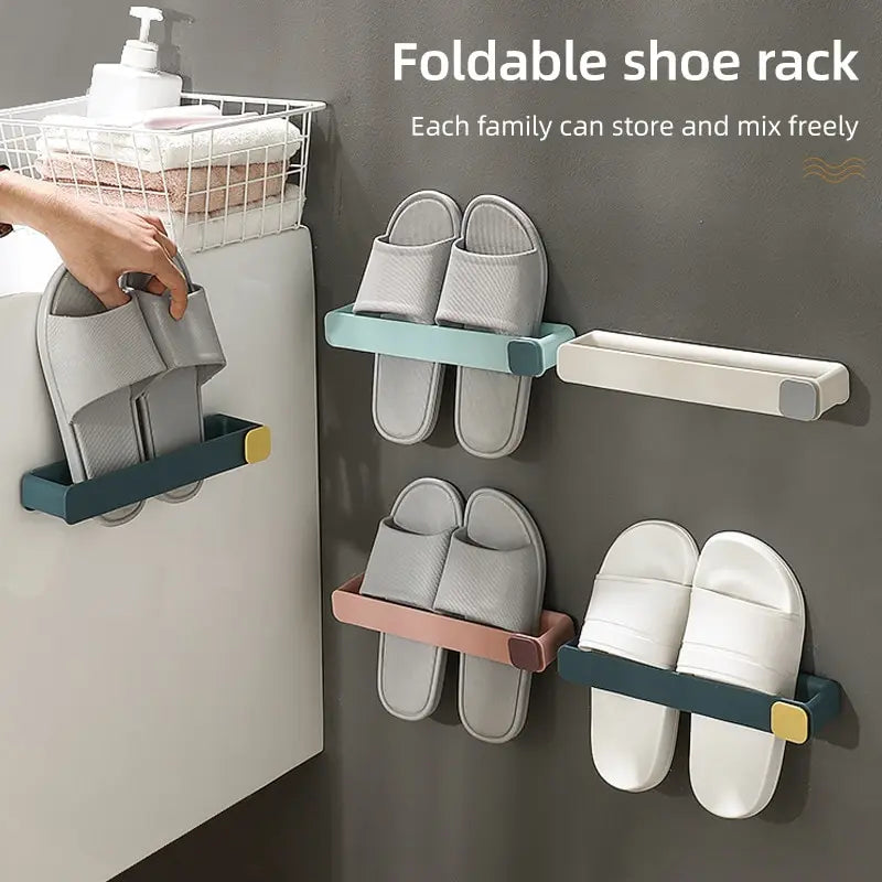 Steven Store™ Wall-Mounted Bathroom Slipper Shelf - Durable and stylish wall-mounted shelf for organized bathroom slipper storage.