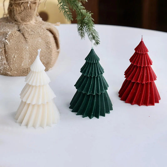 Christmas Tree Scented Candles - Rotating Shape, Holiday Gift Box
