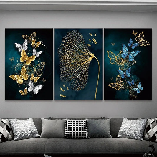 3 adet Kelebek Yaprağı Duvar Sanatı