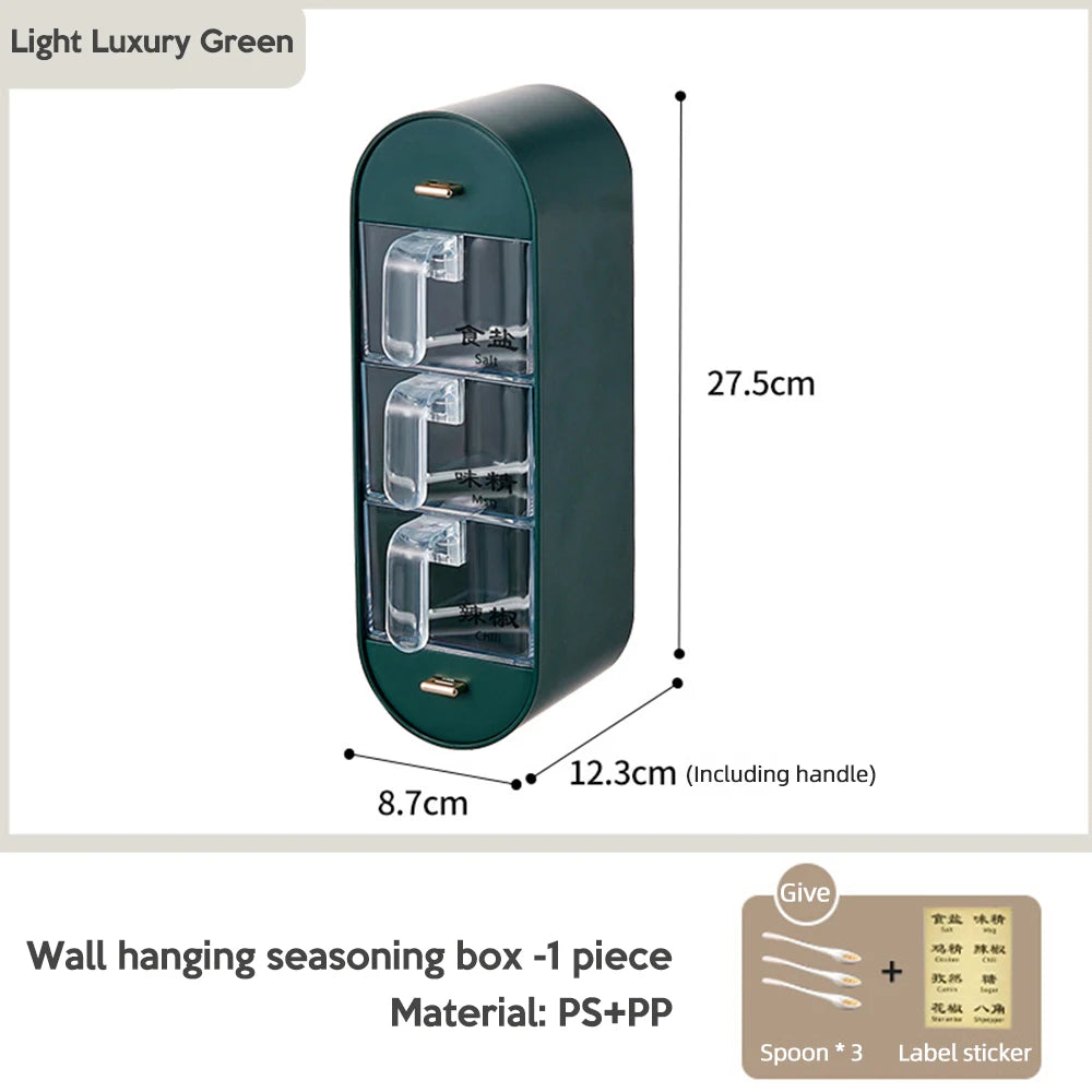 Steven Store™ Wall-Mounted Transparent Seasoning Jar: Airtight and space-saving spice storage solution