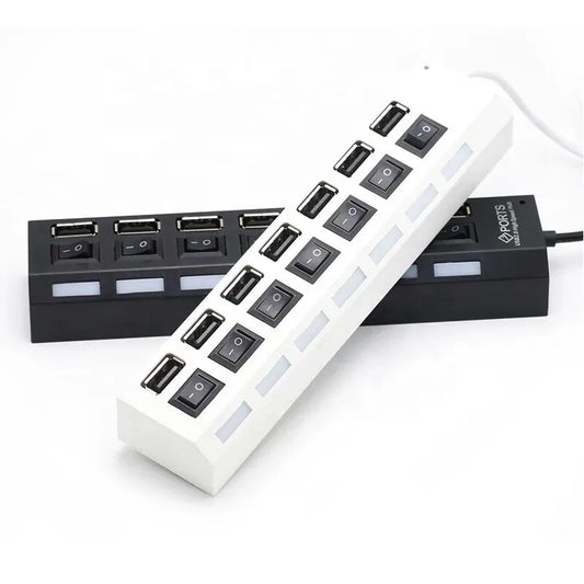 7-Port USB Hub with On/Off Switch: Expand and Organize Your Connectivity
