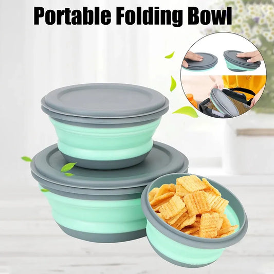 Steven Store™ Silicone Folding Bowl Set: Durable, collapsible silicone bowls for space-saving storage and versatile use