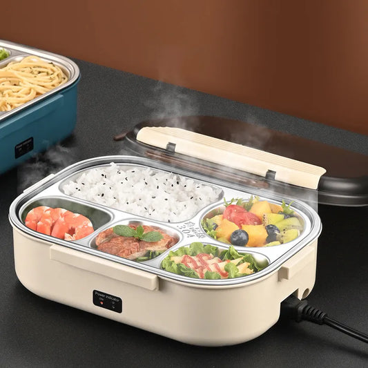 Steven Store™ Stainless Steel Electric Heated Lunch Box: Portable electric lunch box for heating meals on-the-go