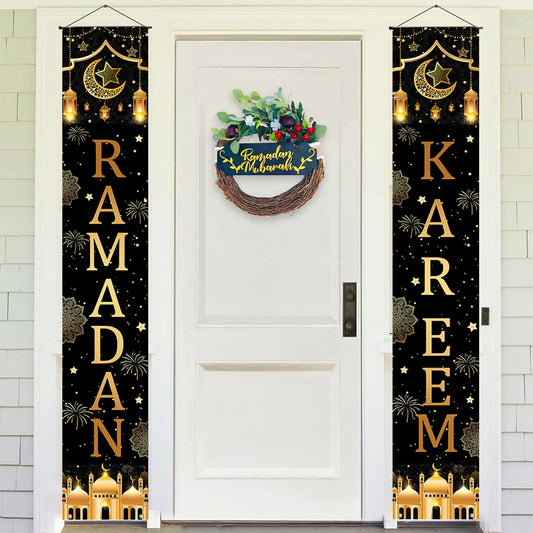 Elegant Entryway: Eid Mubarak Door Banner for Ramadan Decoration 2024
