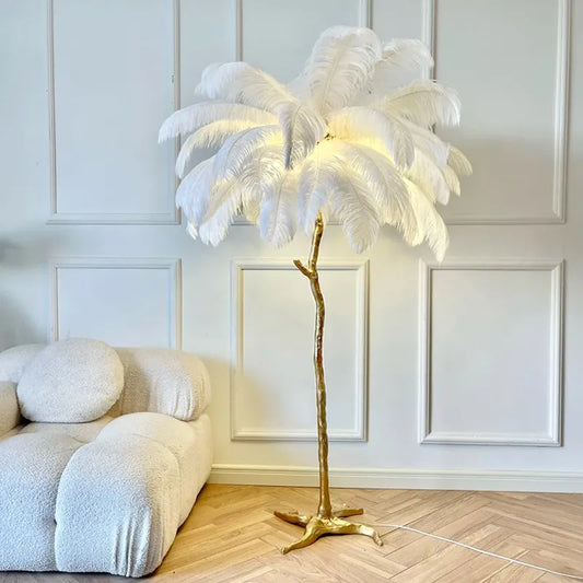 Standing Lamp Modern Luxury Ostrich Feather