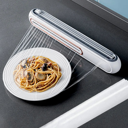 Magnetic Refillable Plastic Wrap Dispenser with Cutter: Convenient Kitchen Tool for Aluminum Foil and Film Wrap