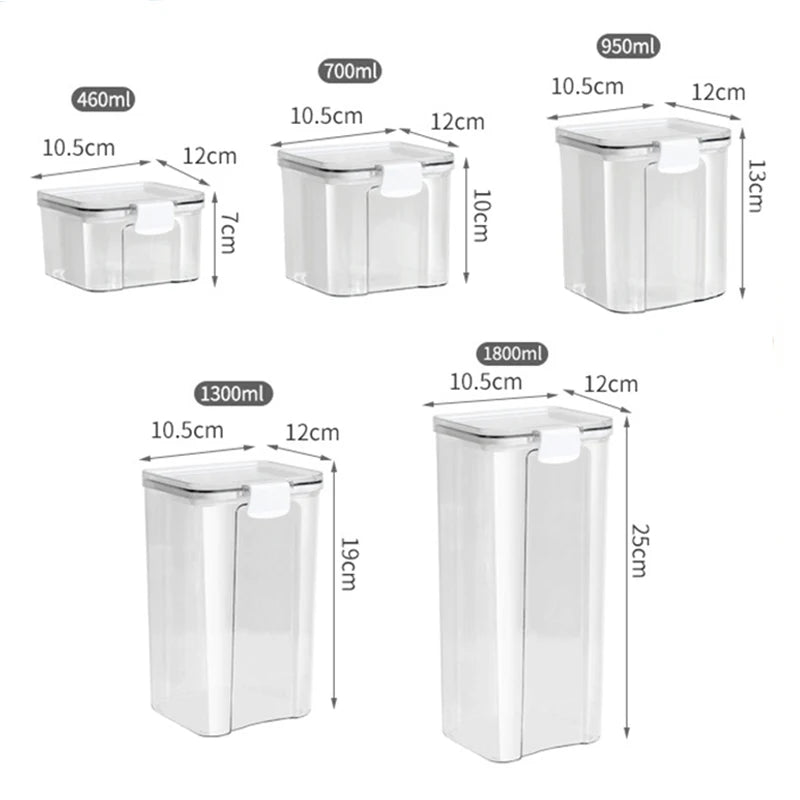 Steven Store™ 5-Piece Sealed Kitchen Jars Set: Airtight and transparent food storage solution