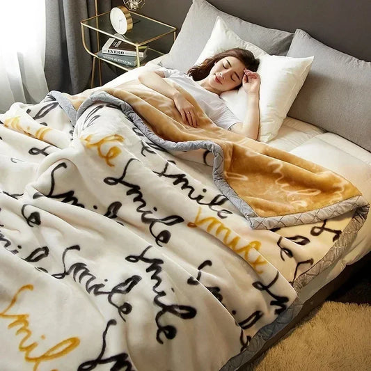High-end Printed Warm Raschel Blankets for Winter Super Soft Warmth Weighted Blanket High-quality Antistatic Skin Friendly Duvet