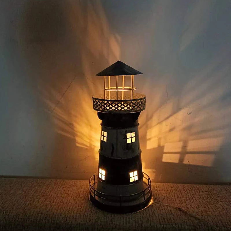 Retro Mumluk Denizci Dekoratif Deniz Feneri El Sanatları Ferforje Şamdan Minyatür