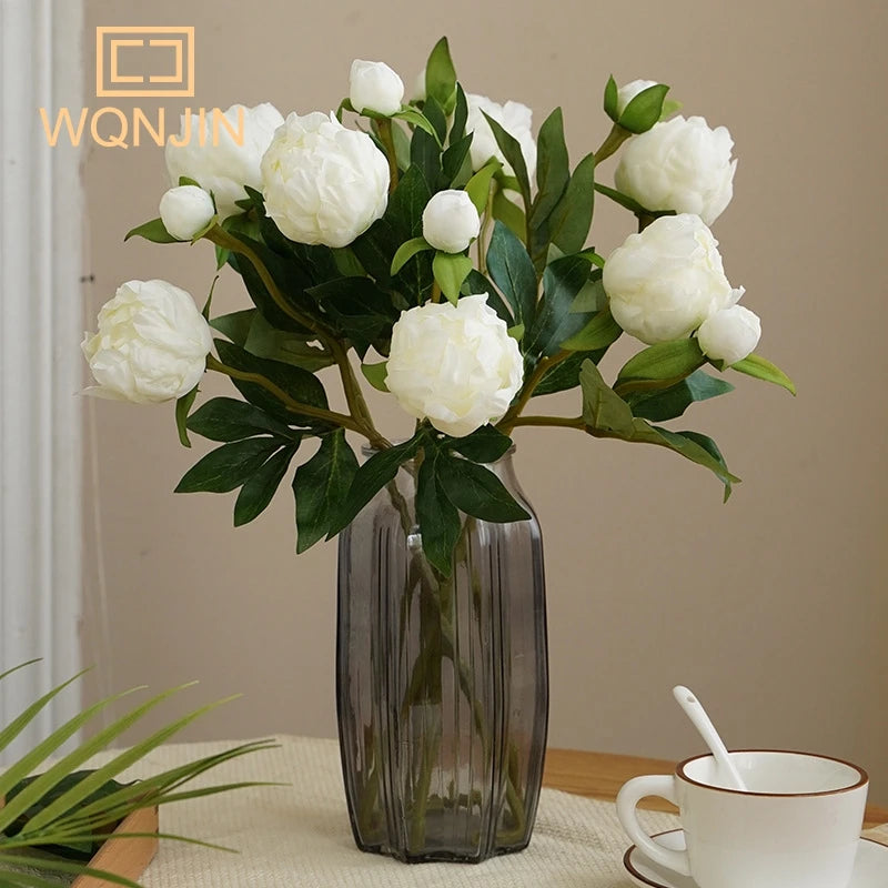 European Elegance: Simulated Peony Silk Flower Arrangement for Wedding and Home Decor