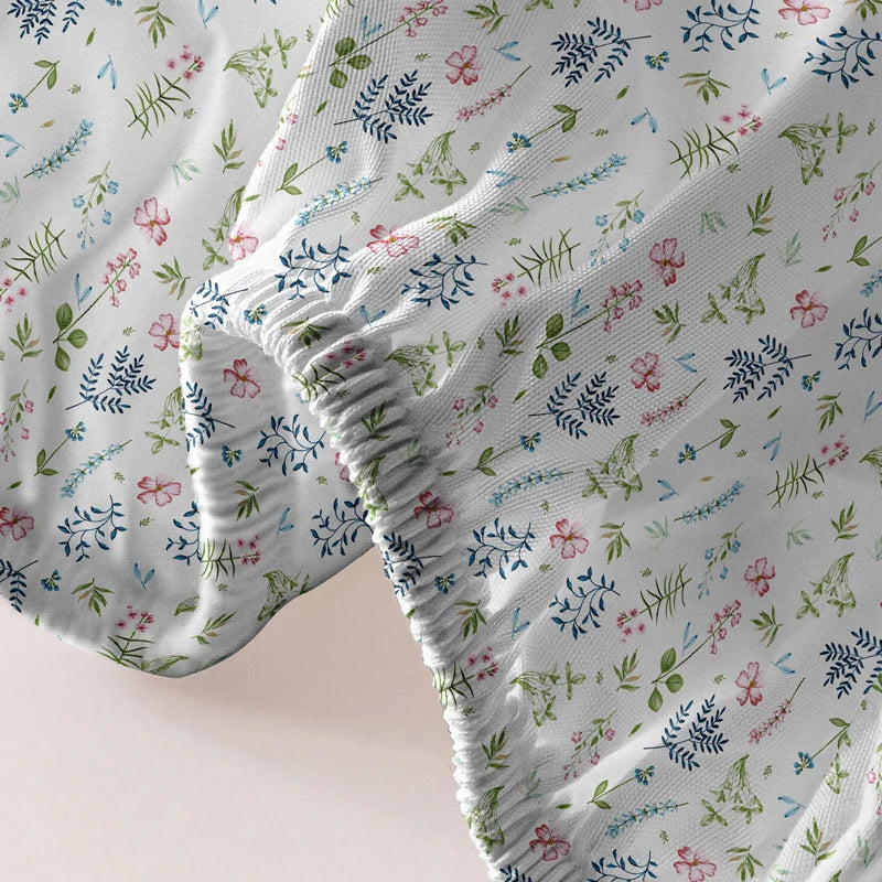 Steven Store™ Plant Printing Sanded Bedspread: Soft sanded fabric with botanical prints for stylish bedroom décor