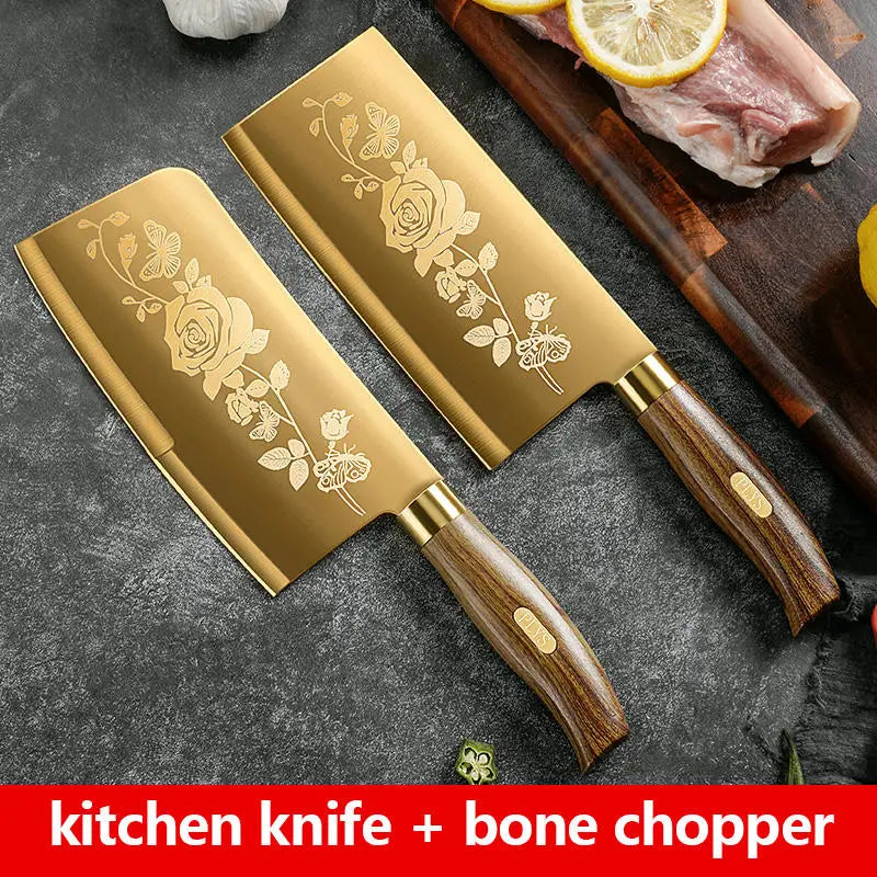 Elevate Your Culinary Experience with our PLYS Luxury Gold Kitchen Knife Set