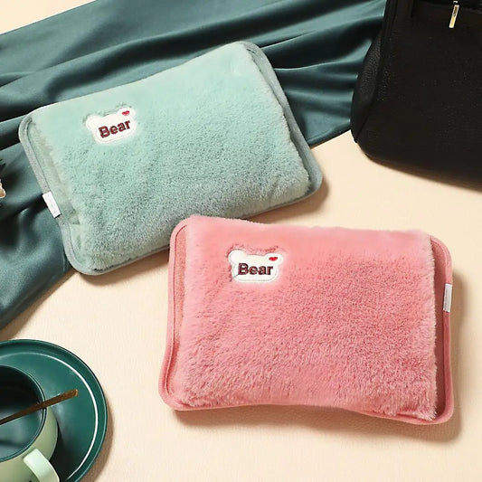 Rechargeable Electric Hot Water Bag with Cute Rabbit Fur Cover