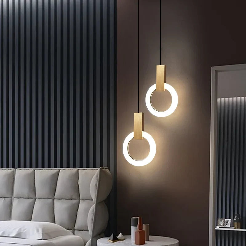 Simple LED Pendant Light Living Room Stairs Ring Chandelier